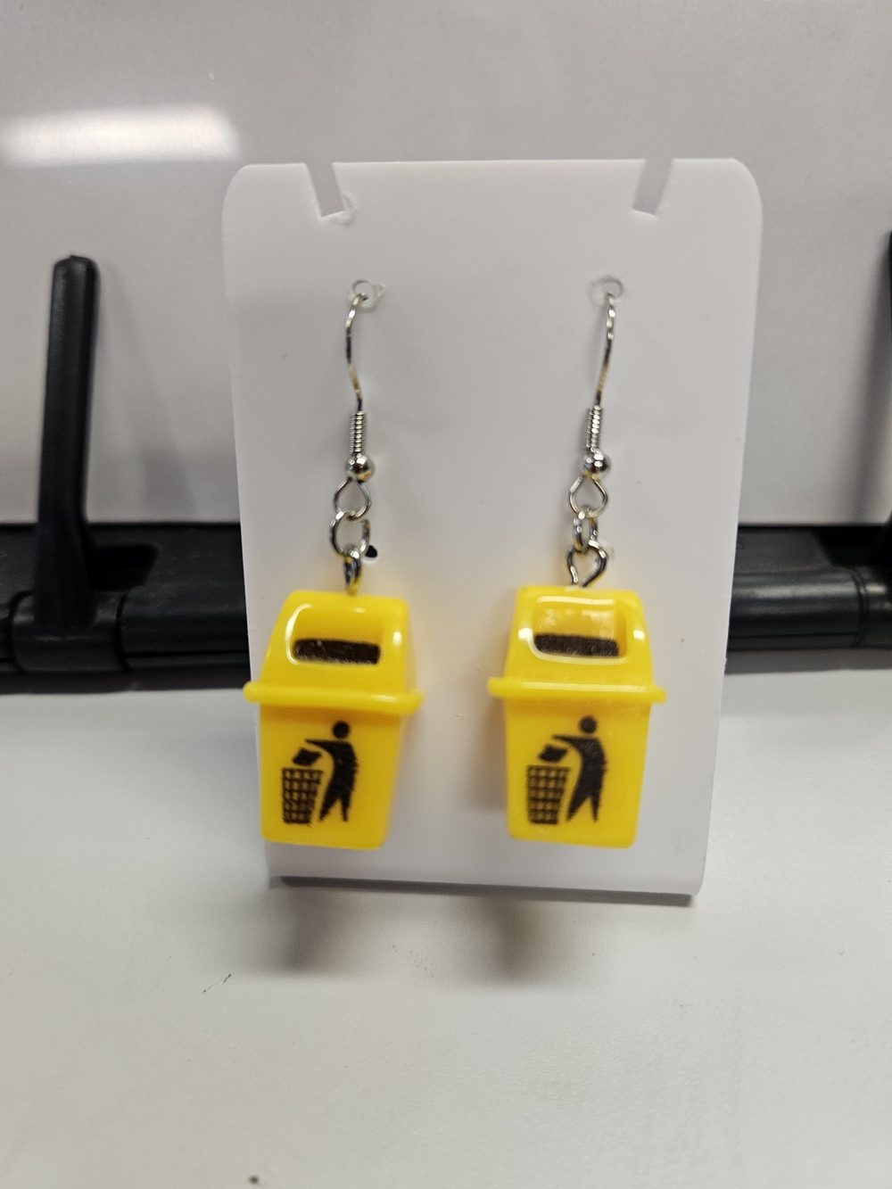 Yellow Trash Can Drop Earrings